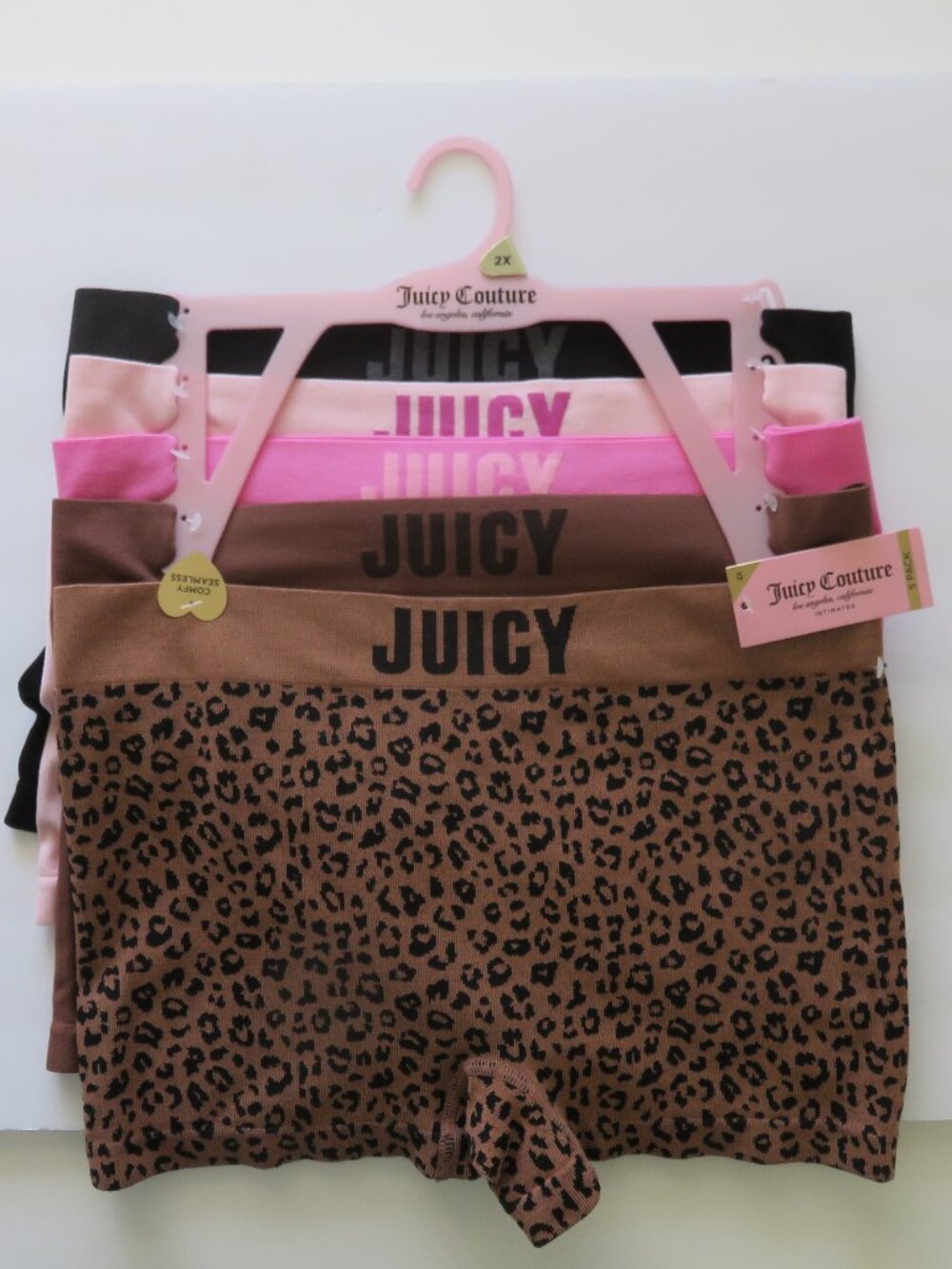 (#124) Juicy Couture Intimates Comfy 5 Pack Logo Boyshort Panties Size 2X